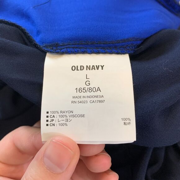 Old Navy Pixie Pants Womens L Large Navy Blue Tuxedo Stripe Ankle Crop Drawcord - Picture 12 of 16